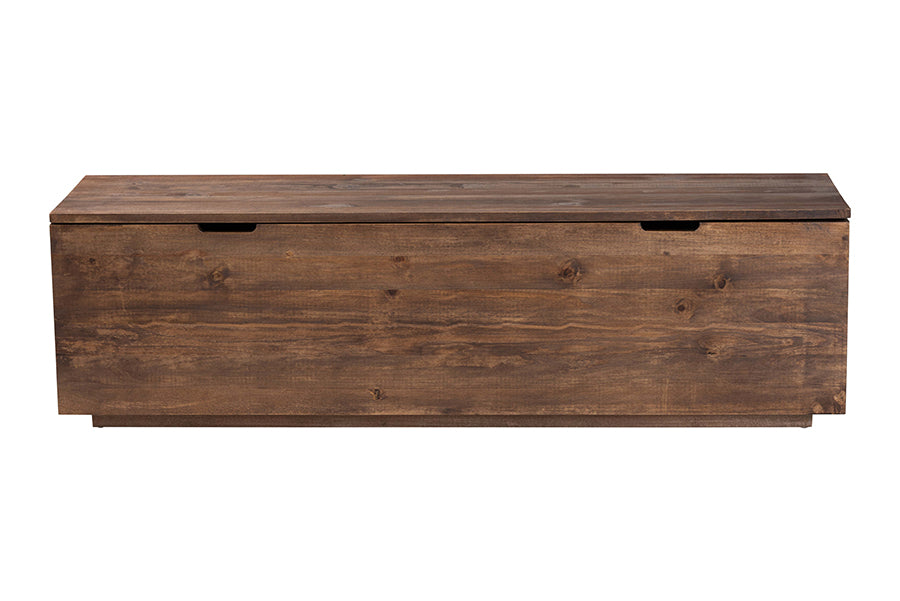 bali & pari Alfonso Wood Storage Trunk with Hinged Lid - Rectangular Blanket Chest and Bedroom Bench with Spacious Interior, Modern Farmhouse Storage Furniture for Entryway, Bedroom, or Living Room