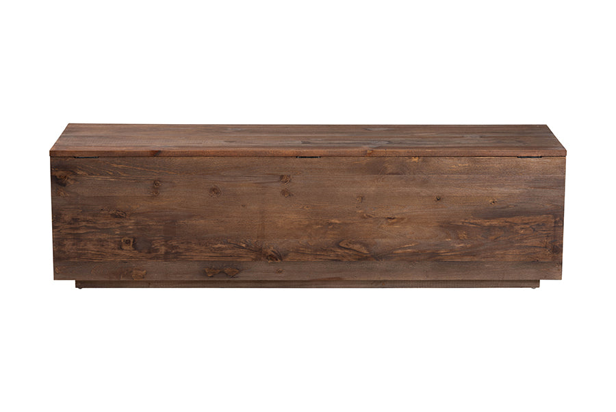 bali & pari Alfonso Wood Storage Trunk with Hinged Lid - Rectangular Blanket Chest and Bedroom Bench with Spacious Interior, Modern Farmhouse Storage Furniture for Entryway, Bedroom, or Living Room