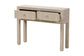 bali & pari Noah Grasscloth 2-Drawer Console Table - Woven Texture Entryway Table with Gold Ring Pulls, Narrow Hallway or Living Room Accent Table, Beige