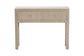 bali & pari Noah Grasscloth 2-Drawer Console Table - Woven Texture Entryway Table with Gold Ring Pulls, Narrow Hallway or Living Room Accent Table, Beige