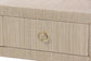 bali & pari Noah Grasscloth 2-Drawer Console Table - Woven Texture Entryway Table with Gold Ring Pulls, Narrow Hallway or Living Room Accent Table, Beige