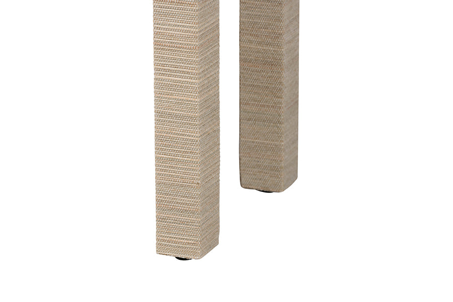 bali & pari Noah Grasscloth 2-Drawer Console Table - Woven Texture Entryway Table with Gold Ring Pulls, Narrow Hallway or Living Room Accent Table, Beige