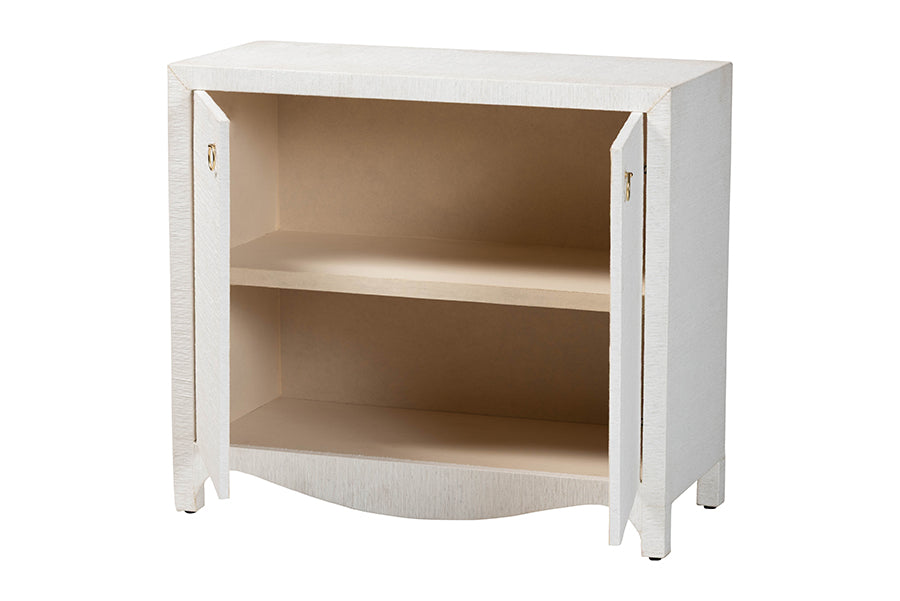 bali & pari Ximena Grasscloth Storage Cabinet - 2-Door Woven Accent Cabinet with Gold Ring Pulls for Living Room, Bedroom, or Entryway