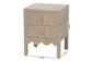 bali & pari Juniper Grasscloth Nightstand with Scalloped Base - Woven Texture 2-Drawer Bedside Table with Gold Ring Pulls, Accent Bedroom Storage Furniture
