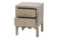 bali & pari Juniper Grasscloth Nightstand with Scalloped Base - Woven Texture 2-Drawer Bedside Table with Gold Ring Pulls, Accent Bedroom Storage Furniture