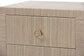 bali & pari Juniper Grasscloth Nightstand with Scalloped Base - Woven Texture 2-Drawer Bedside Table with Gold Ring Pulls, Accent Bedroom Storage Furniture