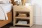 bali & pari William Grasscloth 1-Drawer Nightstand with Open Shelves - Woven Texture Bedside Table with Gold Knob, Modern Coastal Accent Table for Bedroom