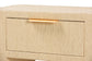 bali & pari Beauford Grasscloth 1-Drawer Nightstand with Open Shelf - Woven Texture Bedside Table with Rounded Corners and Gold Handle, Modern Coastal Accent Table for Bedroom or Living Room
