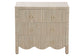 bali & pari Umika Grasscloth Nightstand with Scalloped Base - 3-Drawer Accent Chest with Gold Ring Pulls, Bedroom Storage Table or Side Cabinet