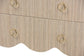bali & pari Umika Grasscloth Nightstand with Scalloped Base - 3-Drawer Accent Chest with Gold Ring Pulls, Bedroom Storage Table or Side Cabinet