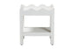 bali & pari Sebastian Grasscloth Scalloped End Table - 2-Tier Accent Table with Open Shelf Storage for Living Room, Bedroom, or Entryway, White