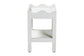 bali & pari Sebastian Grasscloth Scalloped End Table - 2-Tier Accent Table with Open Shelf Storage for Living Room, Bedroom, or Entryway, White