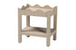 bali & pari Sebastian Grasscloth Scalloped End Table - 2-Tier Accent Table with Open Shelf Storage for Living Room, Bedroom, or Entryway, Beige