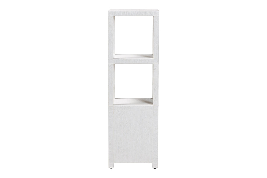 bali & pari Xavier Grasscloth Tall Storage Cabinet - Woven Accent Displaying Tower Bookcase with Open Shelves and Drawers, Space-Saving Organizer for Living Room, Bedroom, or Entryway