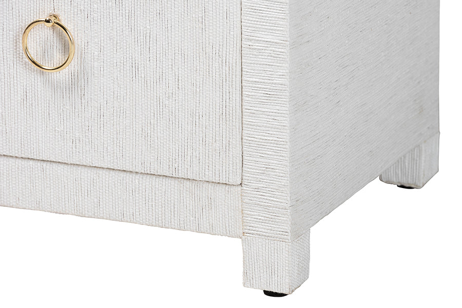 bali & pari Xavier Grasscloth Tall Storage Cabinet - Woven Accent Displaying Tower Bookcase with Open Shelves and Drawers, Space-Saving Organizer for Living Room, Bedroom, or Entryway