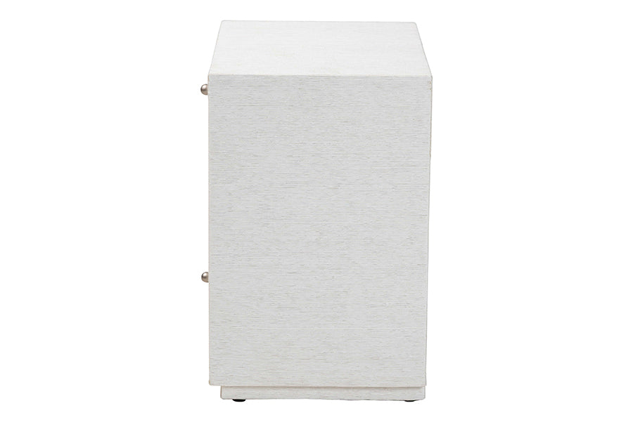 bali & pari Kai Grasscloth End Table - 2-Drawer Accent Table or Nightstand with Open Shelf, Handwoven Decor for Bedroom or Living Room
