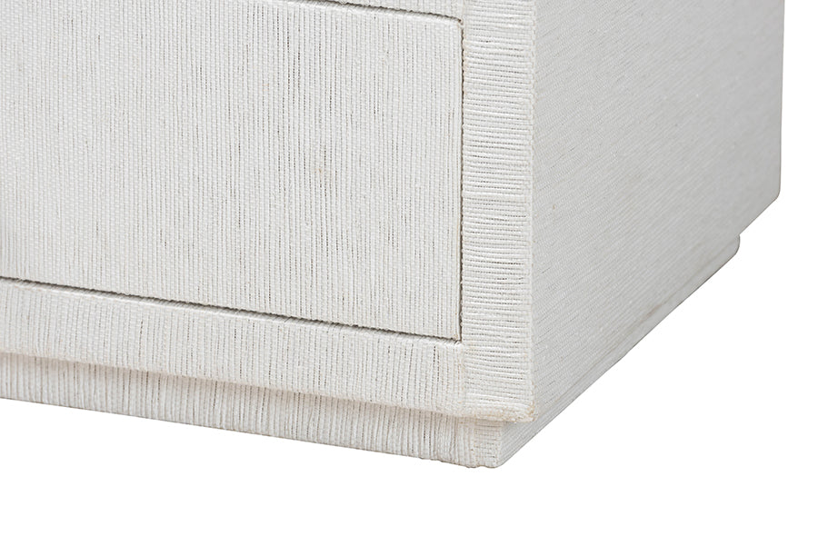 bali & pari Kai Grasscloth End Table - 2-Drawer Accent Table or Nightstand with Open Shelf, Handwoven Decor for Bedroom or Living Room