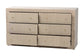 bali & pari Sage Natural Grasscloth Dresser - 6-Drawer Bedroom Storage Cabinet with Gold Ring Pulls, Modern Coastal Chest of Drawers