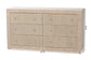bali & pari Sage Natural Grasscloth Dresser - 6-Drawer Bedroom Storage Cabinet with Gold Ring Pulls, Modern Coastal Chest of Drawers