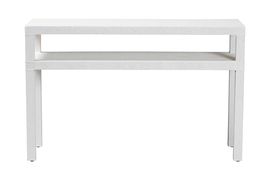 bali & pari Gale Natural Grasscloth Console Table - Two-Tier Entryway Table with Open Shelf, Modern Coastal Accent Table for Living Room or Hallway
