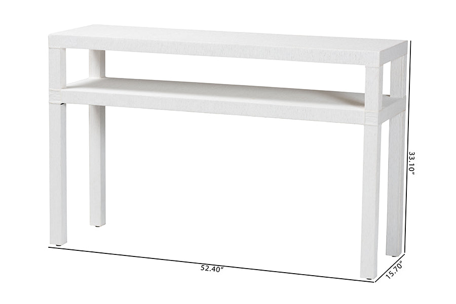 bali & pari Gale Natural Grasscloth Console Table - Two-Tier Entryway Table with Open Shelf, Modern Coastal Accent Table for Living Room or Hallway