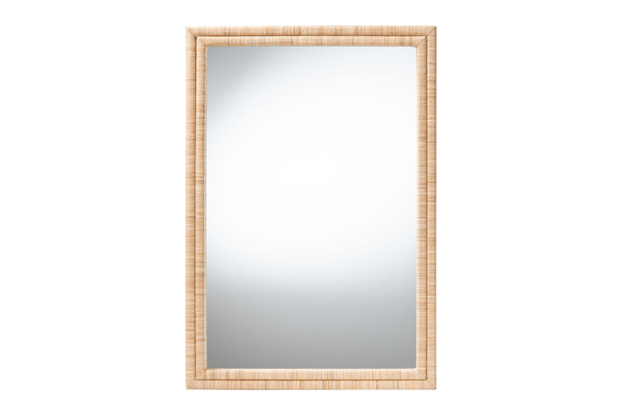 bali & pari Canan Grasscloth Wall Mirror - Handwoven Rectangle Frame Accent Mirror for Bedroom, Entryway, or Living Room