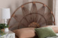 bali & pari Jasmine Natural Rattan Headboard with Sunburst Design - Boho Coastal Style Standalone Headboard, Light Brown, King