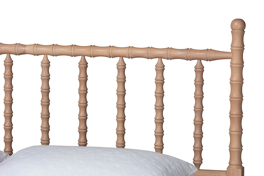 Baxton Studio Laurent Platform Bed - Spindle Bed Frame with Bamboo-Style Turned Posts, Cottage Farmhouse Bedroom Furniture, Queen