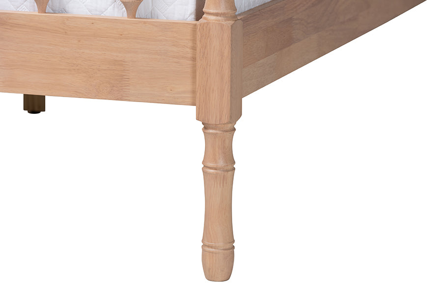 Baxton Studio Laurent Platform Bed - Spindle Bed Frame with Bamboo-Style Turned Posts, Cottage Farmhouse Bedroom Furniture, Queen