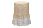 bali & pari Sarna Natural Rattan End Table - Handwoven Wicker Accent Table with Scalloped Base and Two-Tone Finish, Boho Coastal Style Side Table