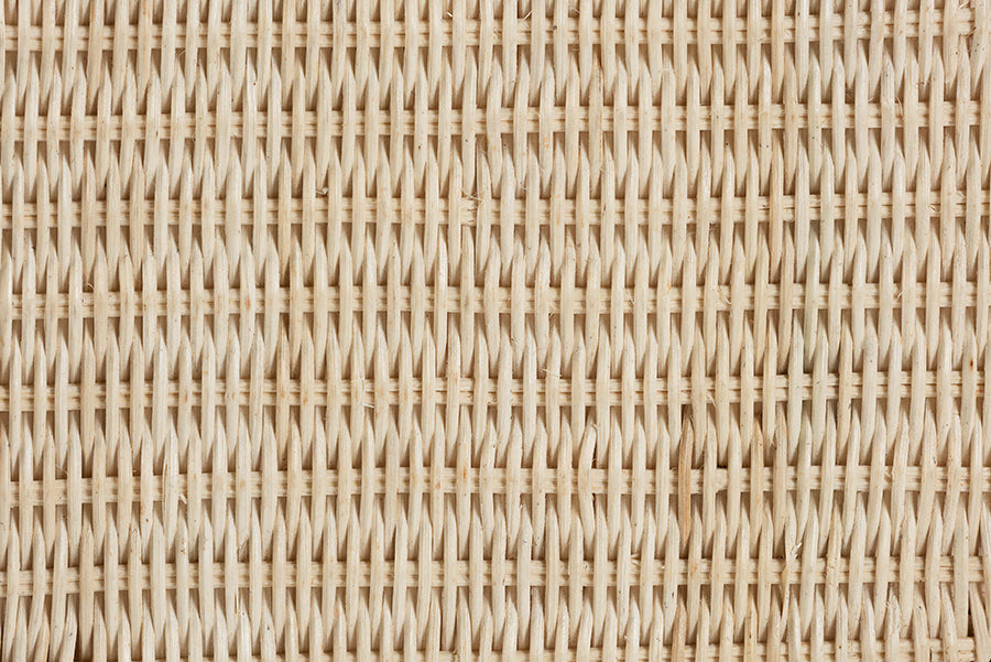 bali & pari Sarna Natural Rattan End Table - Handwoven Wicker Accent Table with Scalloped Base and Two-Tone Finish, Boho Coastal Style Side Table
