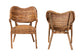 bali & pari Tara 2-Piece Natural Rattan Dining Chair - Handwoven Wicker Armchair with Curved Backrest, Boho Coastal Seating