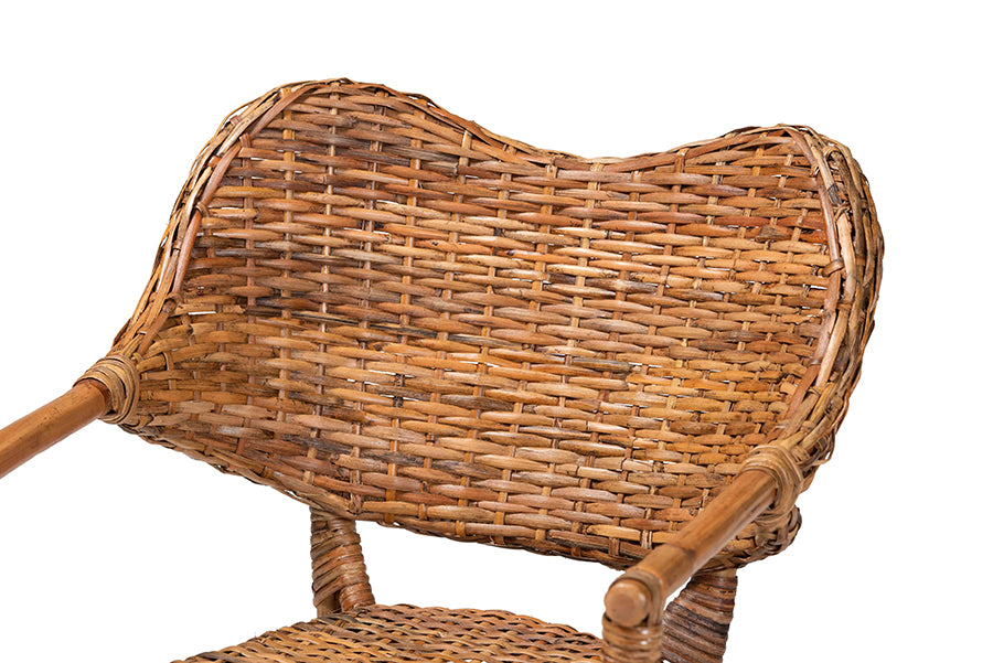 bali & pari Tara 2-Piece Natural Rattan Dining Chair - Handwoven Wicker Armchair with Curved Backrest, Boho Coastal Seating