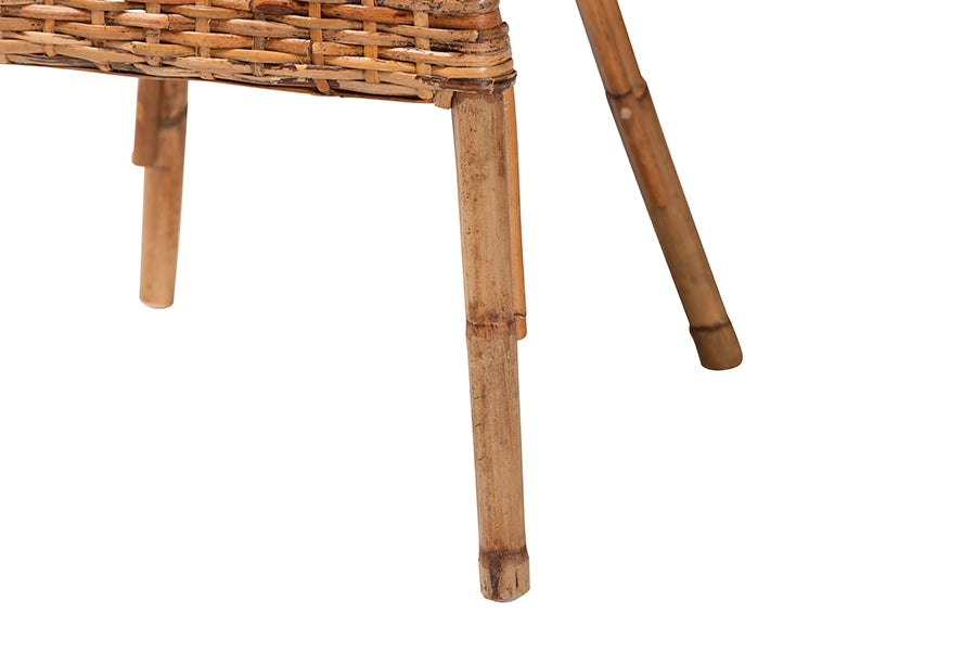 bali & pari Tara 2-Piece Natural Rattan Dining Chair - Handwoven Wicker Armchair with Curved Backrest, Boho Coastal Seating