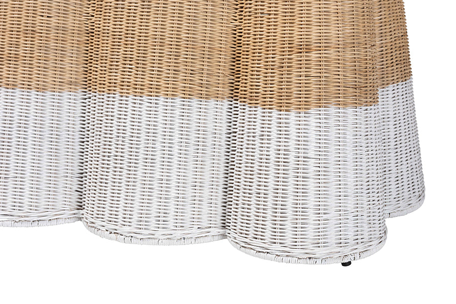 bali & pari Palm Scallop Natural Rattan Console Table - Handwoven Wicker Accent Table, Coastal & Boho Decor, Rectangle 54", Two-Tone White/Natural