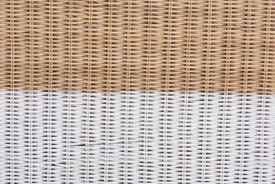 bali & pari Palm Scallop Natural Rattan Console Table - Handwoven Wicker Accent Table, Coastal & Boho Decor, Rectangle 54", Two-Tone White/Natural