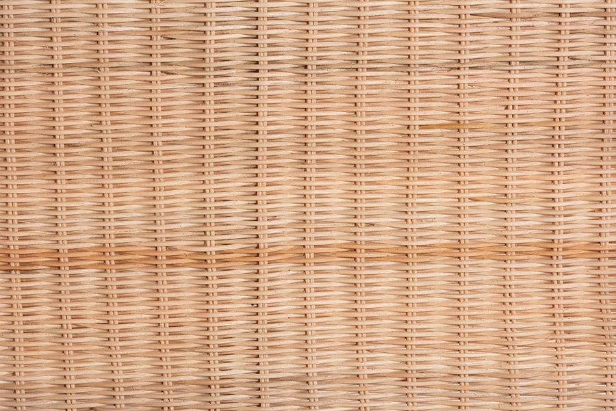 bali & pari Eloisa Natural Rattan End Table - Handwoven Wicker 2-Tier Side Table with Scalloped Border for Living Room or Bedroom