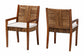 bali & pari Chabela 2-Piece Handwoven Seagrass Armchairs - Solid Mango Wood Frame Dining Chair with Woven Seat and Backrest, Rustic Boho Style Kitchen or Dining Room Seating, Medium Brown