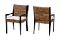 bali & pari Raniya 2-Piece Handwoven Seagrass Armchairs - Solid Mango Wood Frame Dining Chair with Woven Seat and Backrest, Rustic Boho Style Kitchen or Dining Room Seating, Black