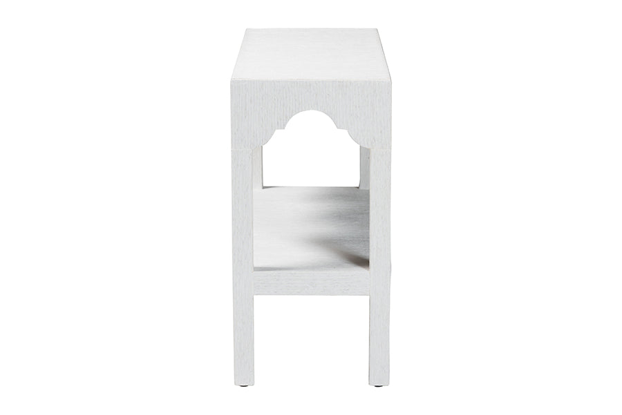bali & pari Nolan Natural Grasscloth Console Table - Two-Tier Entryway Table with Scalloped Apron, Modern Coastal Accent Table for Living Room or Hallway