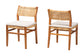 bali & pari Chatura Natural Rattan and Mahogany Wood 2-Piece Dining Side Chair Set - Handwoven Wicker Dining Chair with Angled Back, Coastal Boho Seating for Dining or Kitchen