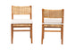 bali & pari Chatura Natural Rattan and Mahogany Wood 2-Piece Dining Side Chair Set - Handwoven Wicker Dining Chair with Angled Back, Coastal Boho Seating for Dining or Kitchen