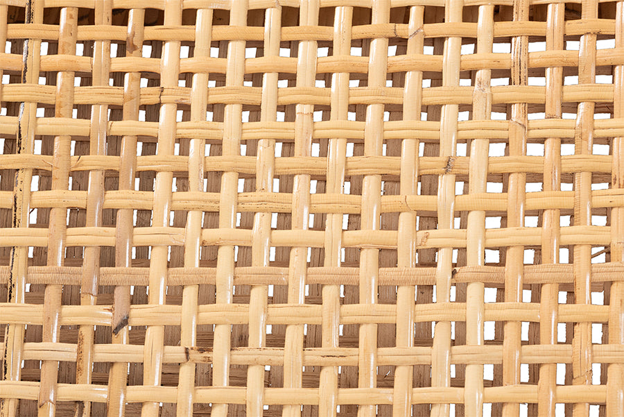bali & pari Chatura Natural Rattan and Mahogany Wood 2-Piece Dining Side Chair Set - Handwoven Wicker Dining Chair with Angled Back, Coastal Boho Seating for Dining or Kitchen