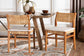 bali & pari Chatura Natural Rattan and Mahogany Wood 2-Piece Dining Side Chair Set - Handwoven Wicker Dining Chair with Angled Back, Coastal Boho Seating for Dining or Kitchen