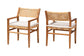 bali & pari Chatura Natural Rattan and Mahogany Wood 2-Piece Dining Armchair Set - Handwoven Wicker Dining Chair with Angled Back, Coastal Boho Seating for Dining or Kitchen