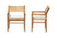 bali & pari Chatura Natural Rattan and Mahogany Wood 2-Piece Dining Armchair Set - Handwoven Wicker Dining Chair with Angled Back, Coastal Boho Seating for Dining or Kitchen