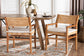 bali & pari Chatura Natural Rattan and Mahogany Wood 2-Piece Dining Armchair Set - Handwoven Wicker Dining Chair with Angled Back, Coastal Boho Seating for Dining or Kitchen