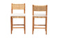 bali & pari Chatura Natural Rattan and Mahogany Wood 2-Piece Counter Stool Set - Handwoven Wicker Stool with Angled Back, Coastal Boho Seating for Kitchen Island, Counter Height