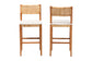 bali & pari Chatura Natural Rattan and Mahogany Wood 2-Piece Bar Stool Set - Handwoven Wicker Stool with Angled Back, Coastal Boho Seating for Lounge, Bar Height