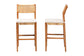 bali & pari Chatura Natural Rattan and Mahogany Wood 2-Piece Bar Stool Set - Handwoven Wicker Stool with Angled Back, Coastal Boho Seating for Lounge, Bar Height